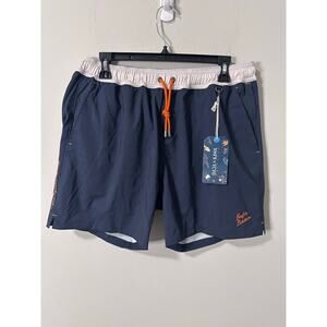 New Baja llama Men's Solid Navy Stretch Swim trunks, Size XXL